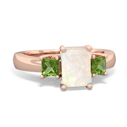 Opal Three Stone Emerald-Cut Trellis 14K Rose Gold ring R4021