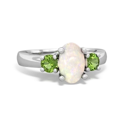 Opal Three Stone Oval Trellis 14K White Gold ring R4024