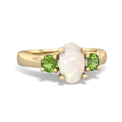 Opal Three Stone Oval Trellis 14K Yellow Gold ring R4024