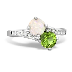 Opal Channel Set Two Stone 14K White Gold ring R5303
