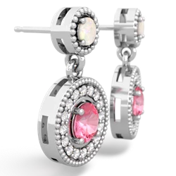 Opal Halo Dangle 14K White Gold earrings E5319