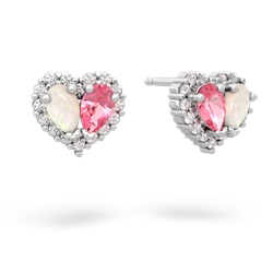 Opal Halo 14K White Gold earrings E7008