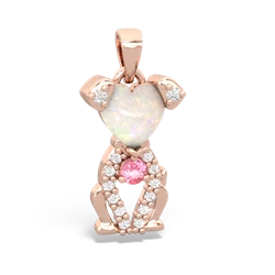 Opal Puppy Love 14K Rose Gold pendant P5800