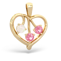 Opal Glowing Heart 14K Yellow Gold pendant P2233