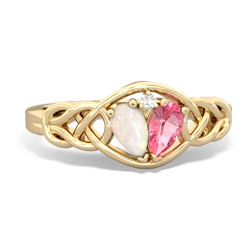 Opal Celtic Love Knot 14K Yellow Gold ring R5420