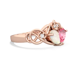 Opal 'One Heart' Celtic Knot Claddagh 14K Rose Gold ring R5322