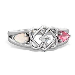 Opal Hearts Intertwined 14K White Gold ring R5880