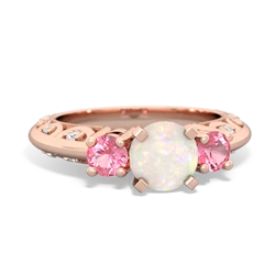 Opal Art Deco Eternal Embrace Engagement 14K Rose Gold ring C2003