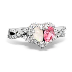 Opal Diamond Twist 'One Heart' 14K White Gold ring R2640HRT