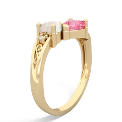 Opal Snuggling Hearts 14K Yellow Gold ring R2178