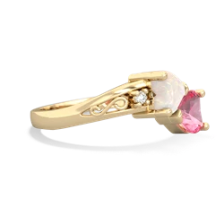 Opal Snuggling Hearts 14K Yellow Gold ring R2178