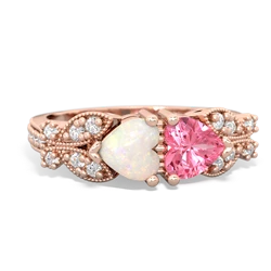 Opal Diamond Butterflies 14K Rose Gold ring R5601