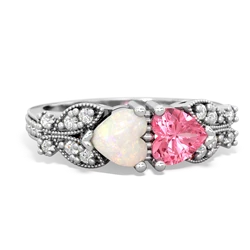 Opal Diamond Butterflies 14K White Gold ring R5601