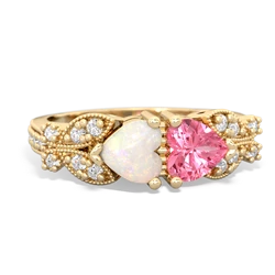 Opal Diamond Butterflies 14K Yellow Gold ring R5601