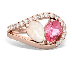 Opal Nestled Heart Keepsake 14K Rose Gold ring R5650