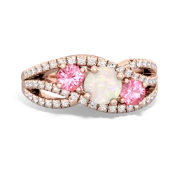 Opal Three Stone Aurora 14K Rose Gold ring R3080