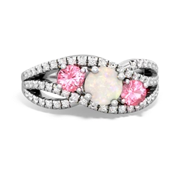 Opal Three Stone Aurora 14K White Gold ring R3080