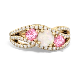 Opal Three Stone Aurora 14K Yellow Gold ring R3080