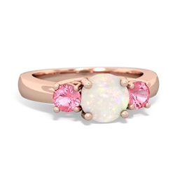 Opal Three Stone Round Trellis 14K Rose Gold ring R4018