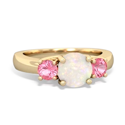 Opal Three Stone Round Trellis 14K Yellow Gold ring R4018