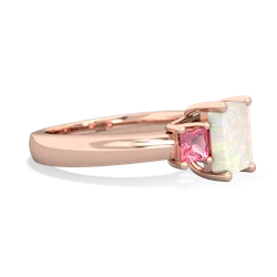 Opal Three Stone Emerald-Cut Trellis 14K Rose Gold ring R4021