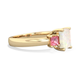 Opal Three Stone Emerald-Cut Trellis 14K Yellow Gold ring R4021