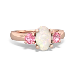 Opal Three Stone Oval Trellis 14K Rose Gold ring R4024