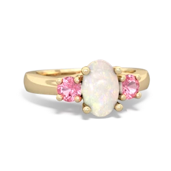 Opal Three Stone Oval Trellis 14K Yellow Gold ring R4024