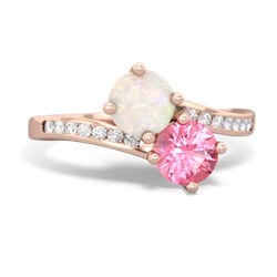 Opal Channel Set Two Stone 14K Rose Gold ring R5303