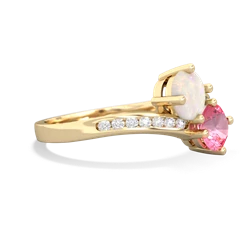 Opal Channel Set Two Stone 14K Yellow Gold ring R5303