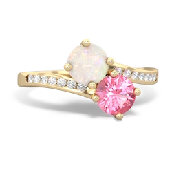 Opal Channel Set Two Stone 14K Yellow Gold ring R5303