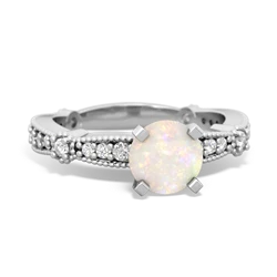 Opal Sparkling Tiara 6Mm Round 14K White Gold ring R26296RD