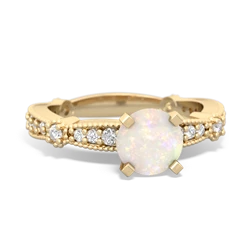 Opal Sparkling Tiara 6Mm Round 14K Yellow Gold ring R26296RD