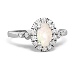 Opal Antique-Style Halo 14K White Gold ring R5720