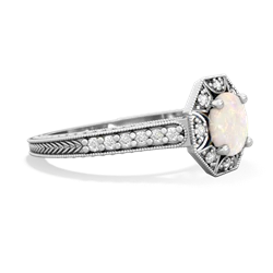 Opal Art-Deco Starburst 14K White Gold ring R5520