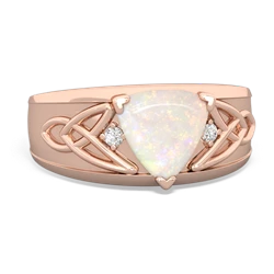 Opal Celtic Trinity Knot Men's 14K Rose Gold ring R0440