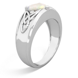 Opal Celtic Trinity Knot Men's 14K White Gold ring R0440