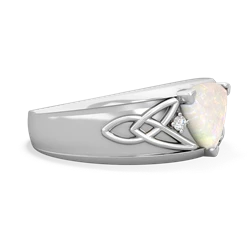 Opal Celtic Trinity Knot Men's 14K White Gold ring R0440