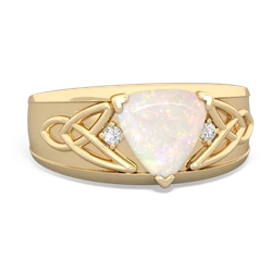 Opal Celtic Trinity Knot Men's 14K Yellow Gold ring R0440