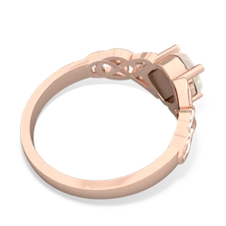 Opal Checkerboard Cushion Celtic Knot 14K Rose Gold ring R5000