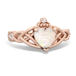 Opal Claddagh Celtic Knot Diamond 14K Rose Gold ring R5001