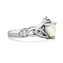 Opal Claddagh Celtic Knot Diamond 14K White Gold ring R5001