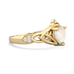 Opal Claddagh Celtic Knot Diamond 14K Yellow Gold ring R5001