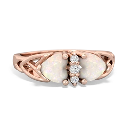 Opal Celtic Knot Double Heart 14K Rose Gold ring R5040