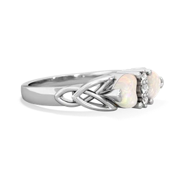 Opal Celtic Knot Double Heart 14K White Gold ring R5040