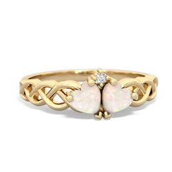 Opal Heart To Heart Braid 14K Yellow Gold ring R5870