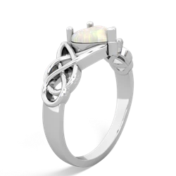 Opal Claddagh Celtic Knot 14K White Gold ring R2367