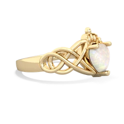 Opal Claddagh Celtic Knot 14K Yellow Gold ring R2367