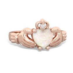 Opal Claddagh Diamond Crown 14K Rose Gold ring R2372