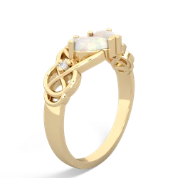 Opal 'One Heart' Celtic Knot Claddagh 14K Yellow Gold ring R5322